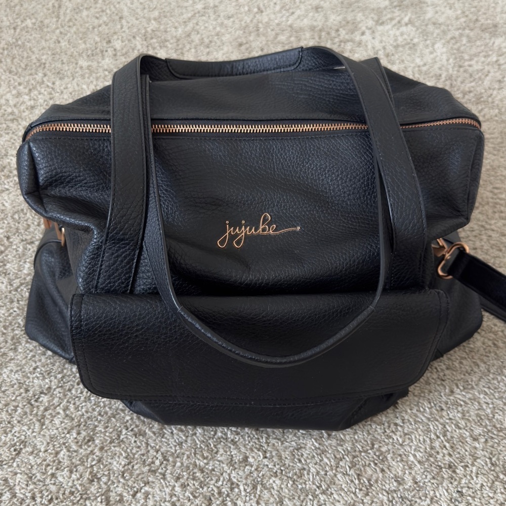 Jujube Wherever Weekender black vegan leather diaper bag - Picture 2 of 16